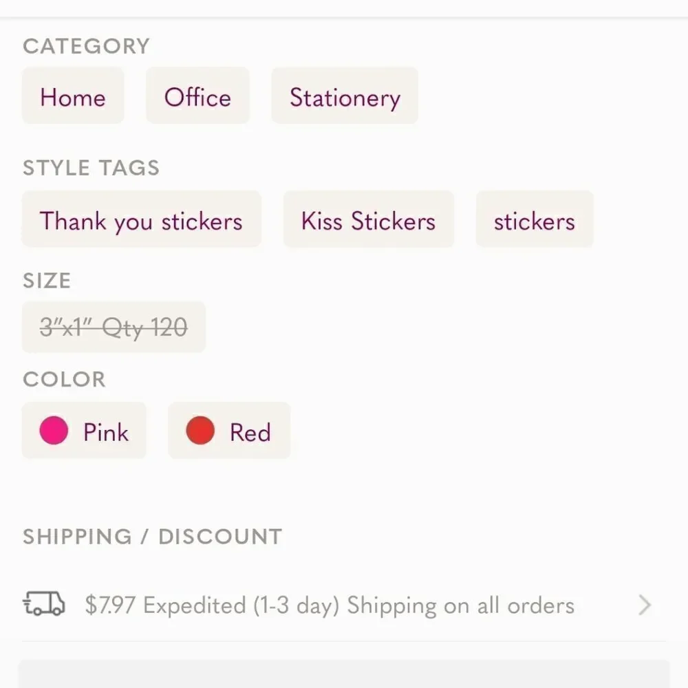 🆑 Roll of Square KISS Thank You Stickers 3”x1” Qty 120
